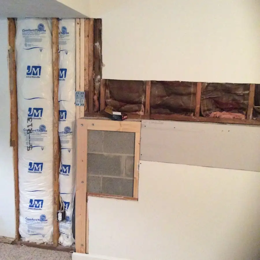 Wall insulation replacement during Contents Cleaning & Restoration in Little Ferry